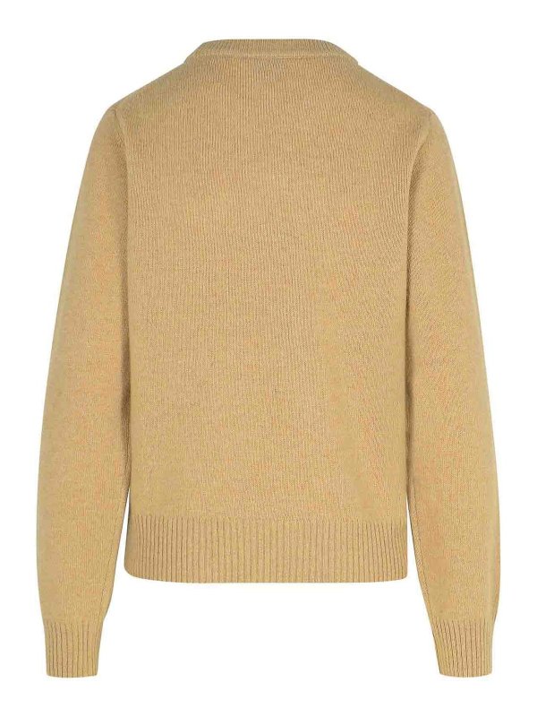 GANNI: Strickpullover mit Rundhalsausschnitt online - Rundhalspullover - Beige