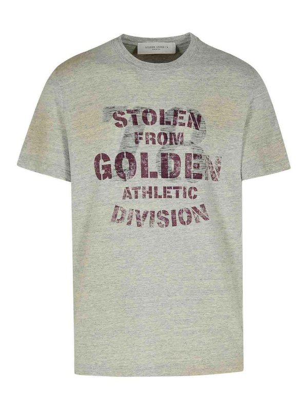 GOLDEN GOOSE: t-shirts - Gray Cotton T-Shirt