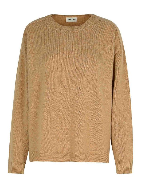 P.A.R.O.S.H.: Strickpullover mit Rundhalsausschnitt - Rundhalspullover - Braun
