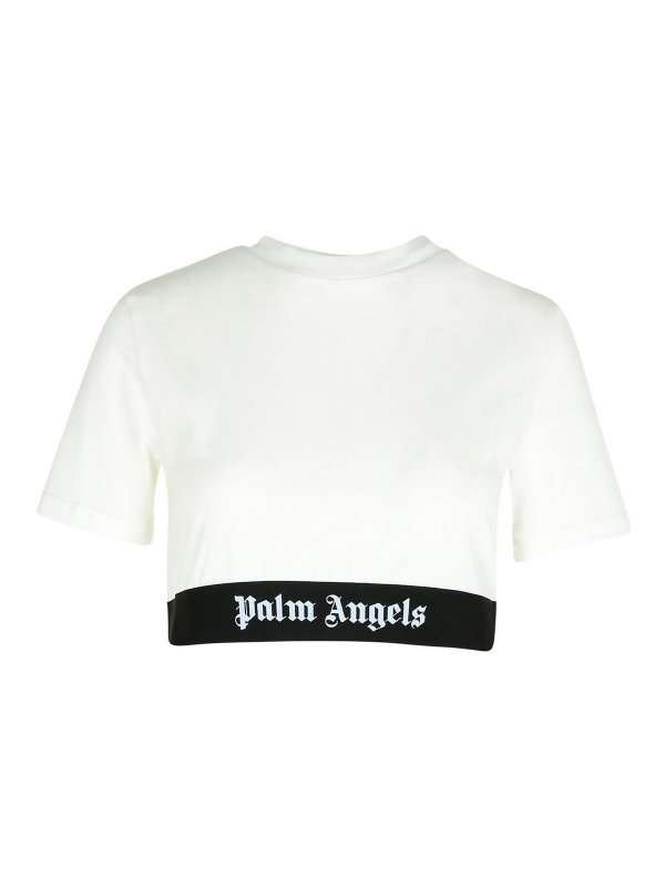 Palm Angels: t-shirts - Crop T-Shirt In White Cotton