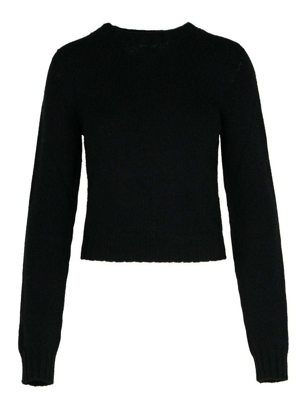 Palm Angels: crew necks - Dark Grey Merino Wool Blend Sweater