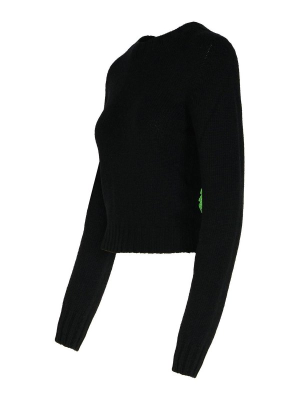 The Best Shops Palm Angels: crew necks - Dark Grey Merino Wool Blend Sweater