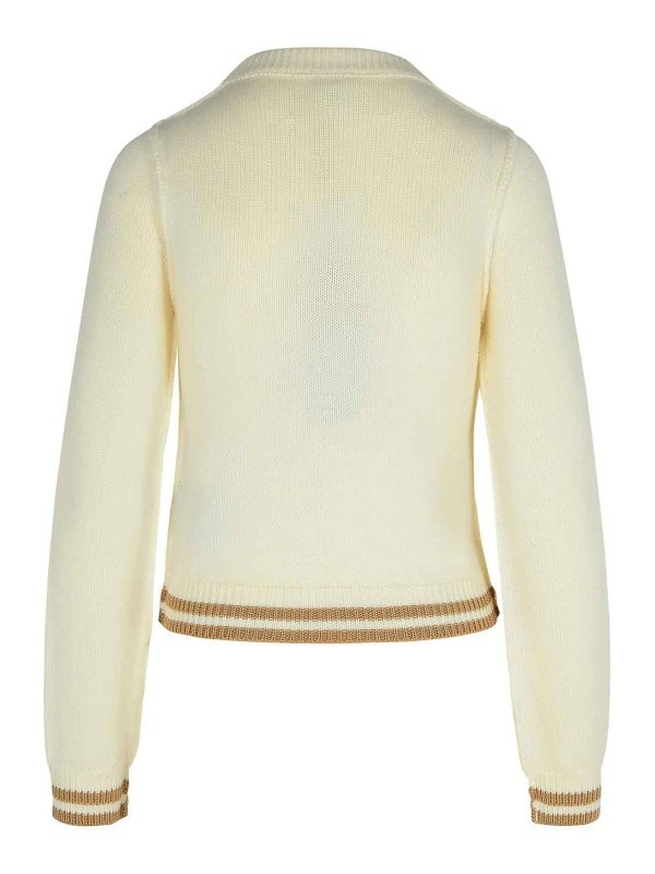 Palm Angels: Strickpullover mit Rundhalsausschnitt online - Rundhalspullover - Creme