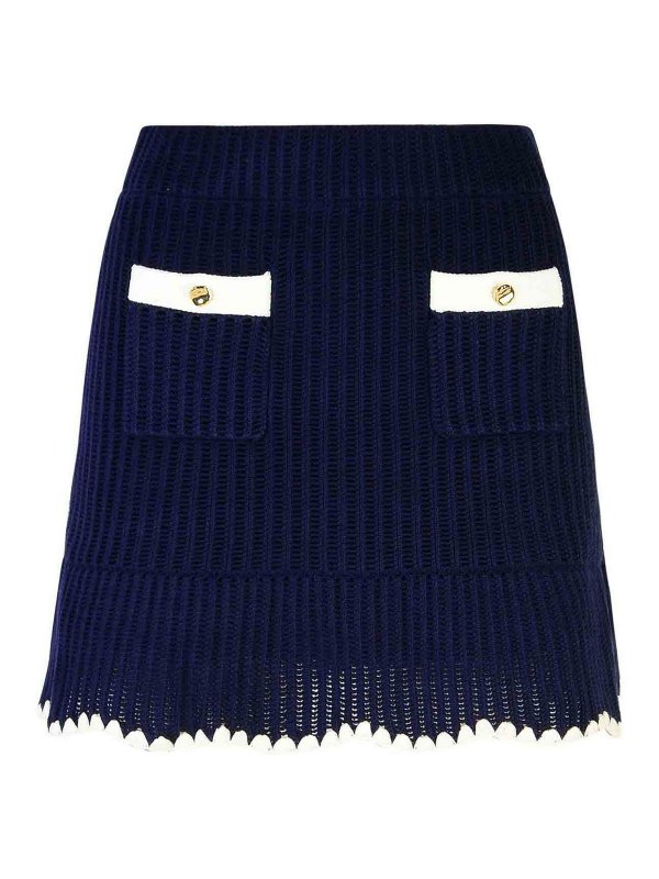 Self Portrait: Knielange und Midi Röcke - Midirock - Dunkelblau