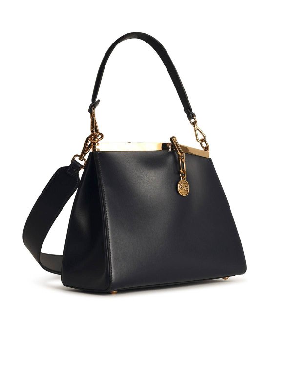 ETRO: cross body bags online - Vela Medium Bag In Blue Smooth Leather