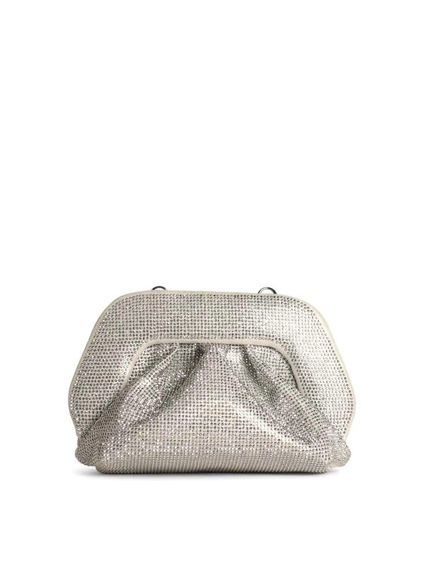 THEMOIRè: cross body bags - Gea Strass Silver Vegan Leather Bag