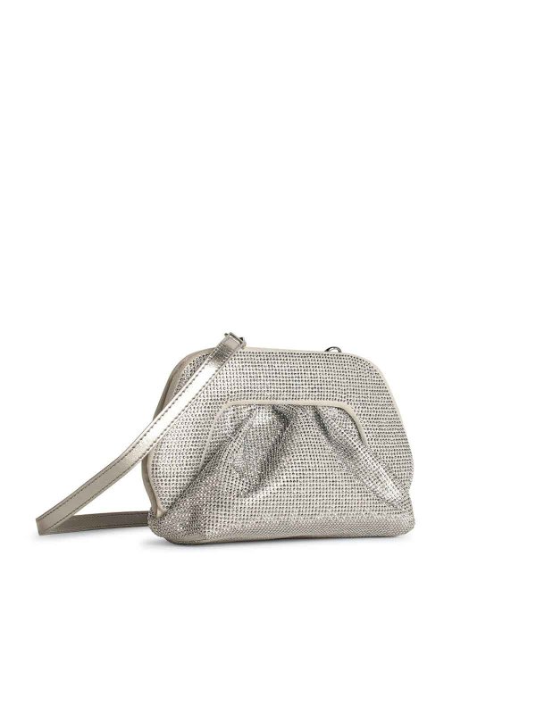 THEMOIRè: cross body bags online - Gea Strass Silver Vegan Leather Bag