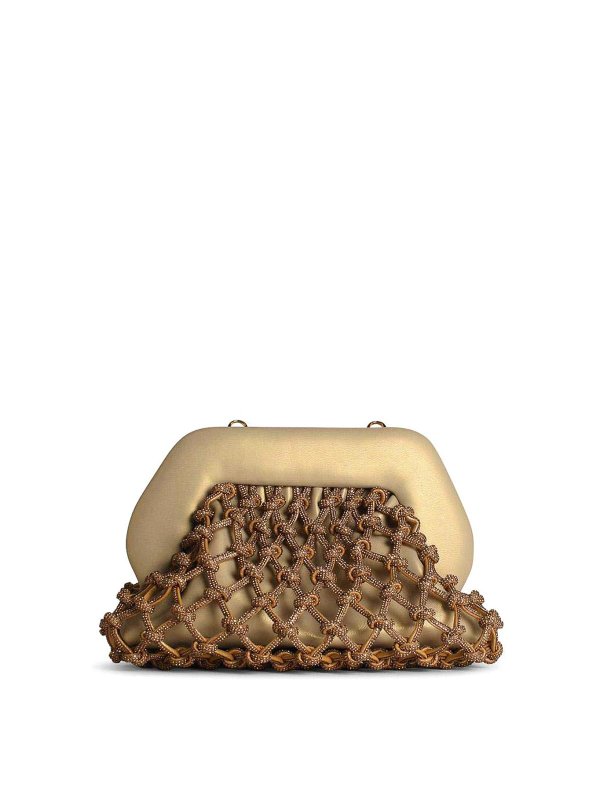 THEMOIRè: cross body bags - Tia Knot Strass Gold Vegan Leather Bag