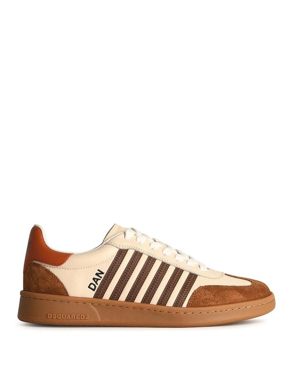 DSQUARED2: trainers - Boxer Ivory Leather Sneakers