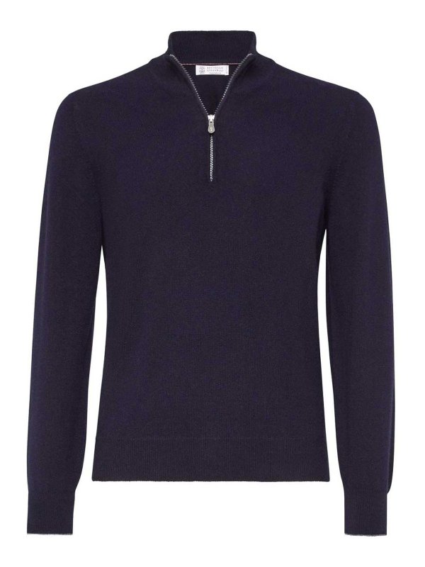 BRUNELLO CUCINELLI: Suéteres con cuello pico - Suéter Cuello Redondo - Azul