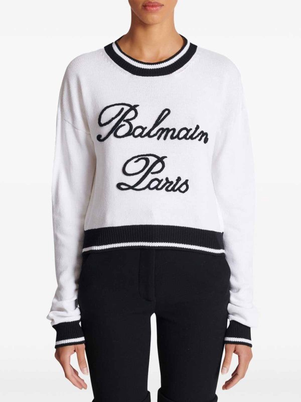 Rundhalspullover - Weiß shop online: Balmain
