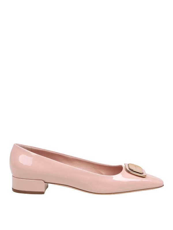 FERRAGAMO: flat shoes - Venera ballerina in pink patent leather