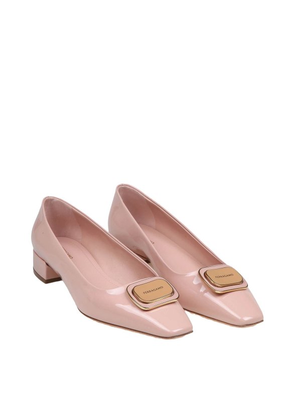 FERRAGAMO: flat shoes online - Venera ballerina in pink patent leather