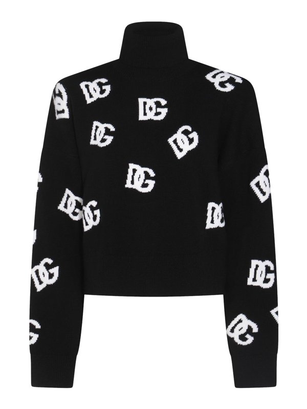 DOLCE & GABBANA: Strickpullover mit Rundhalsausschnitt - Rundhalspullover - Schwarz
