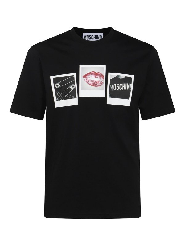 MOSCHINO: t-shirts - Black Cotton T-Shirt