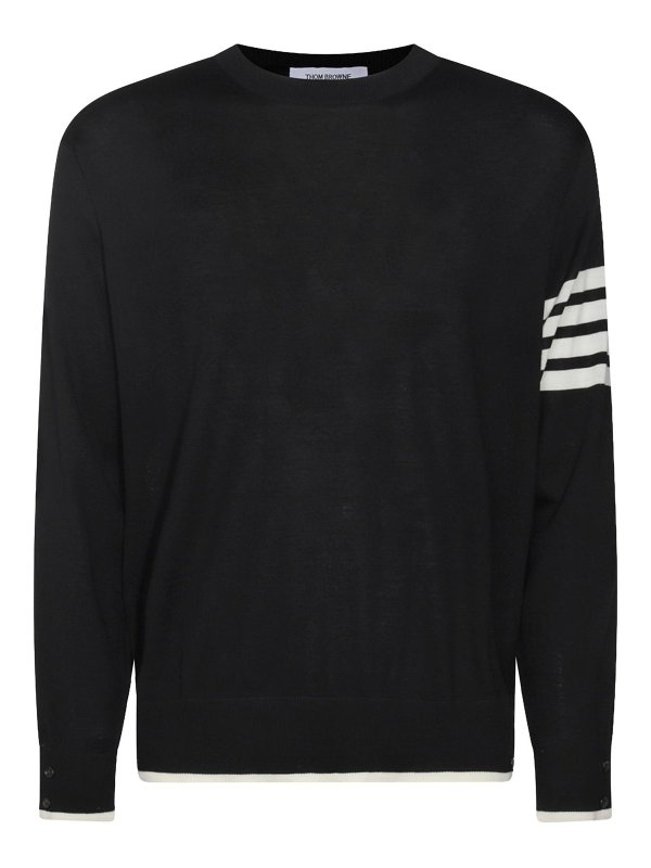 THOM BROWNE: Strickpullover mit Rundhalsausschnitt - Rundhalspullover - Schwarz