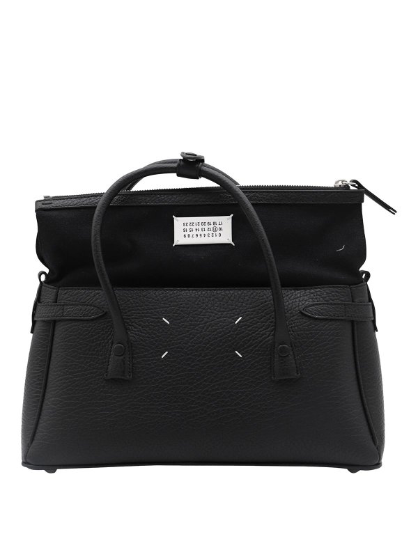 Maison Margiela: cross body bags - Black Leather 5Ac Est West Top Handle Bag