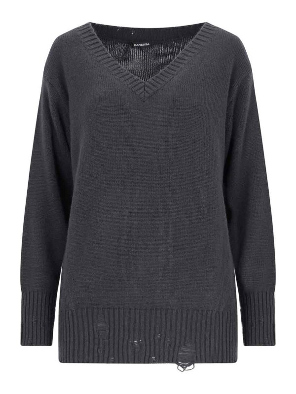 CANESSA: Pull col rond - Pull Col Rond - Gris