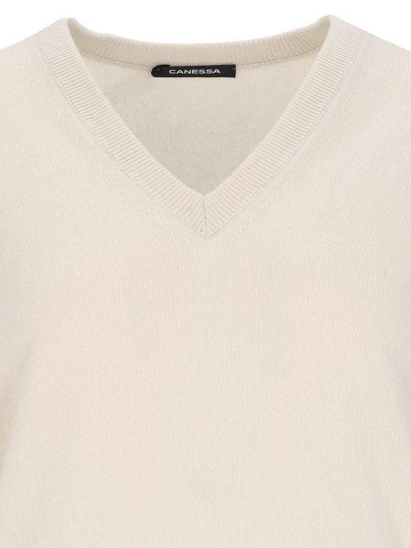 The Best Shops CANESSA: Col en V - Pull À Col V - Blanc