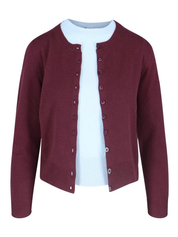 CANESSA: cardigans - Cardigan With Bicolor Crop Knit