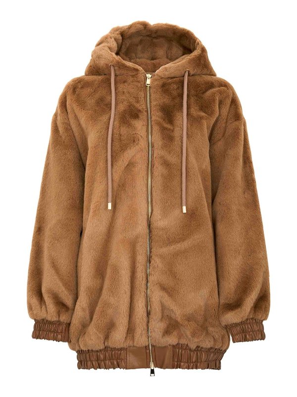 BETTA CORRADI: Pellicce e montoni - Pelliccia Marrone Con Cappuccio E Zip