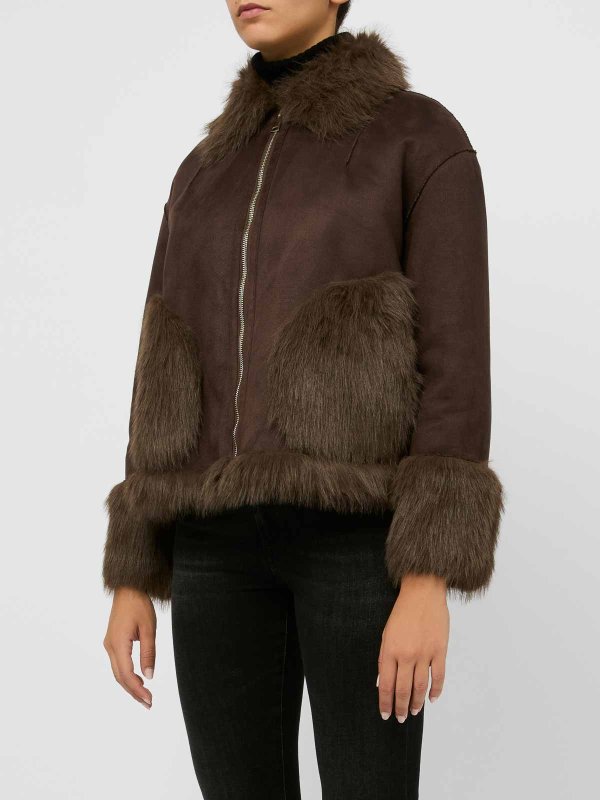 BETTA CORRADI: casual jackets online - Brown Jacket With Zip And Fur