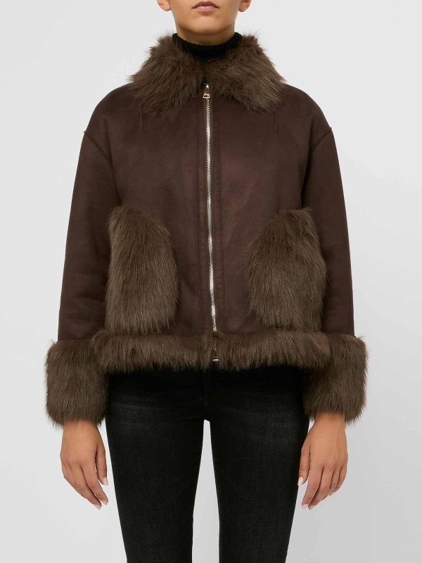 The Best Shops BETTA CORRADI: casual jackets - Brown Jacket With Zip And Fur