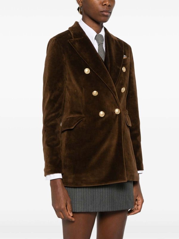 CIRCOLO 1901: blazers online - Brown Velvet Double-Breasted Blazer