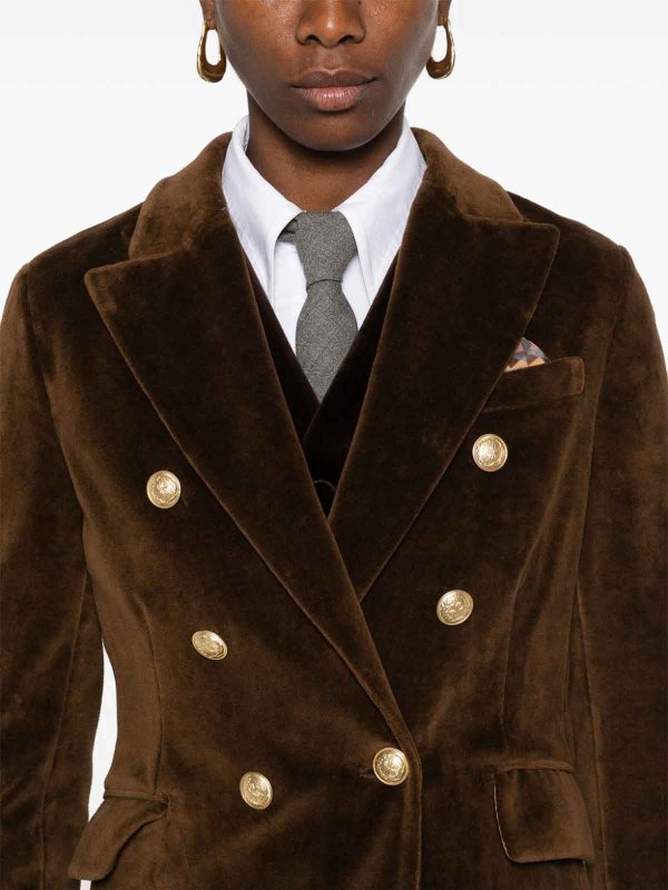 The Best Shops CIRCOLO 1901: blazers - Brown Velvet Double-Breasted Blazer