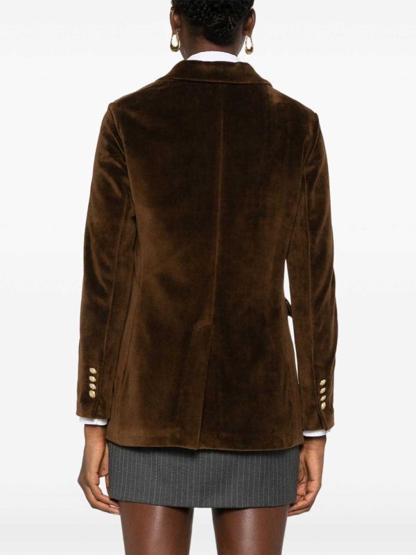 Brown Velvet Double-Breasted Blazer shop online: CIRCOLO 1901