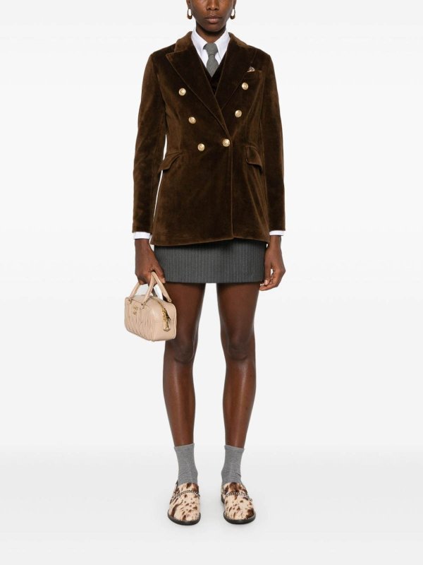 CIRCOLO 1901 buy online Brown Velvet Double-Breasted Blazer