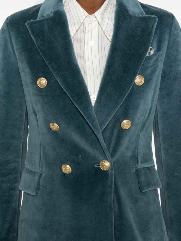 CIRCOLO 1901 buy online Light Blue Velvet Double-Breasted Blazer