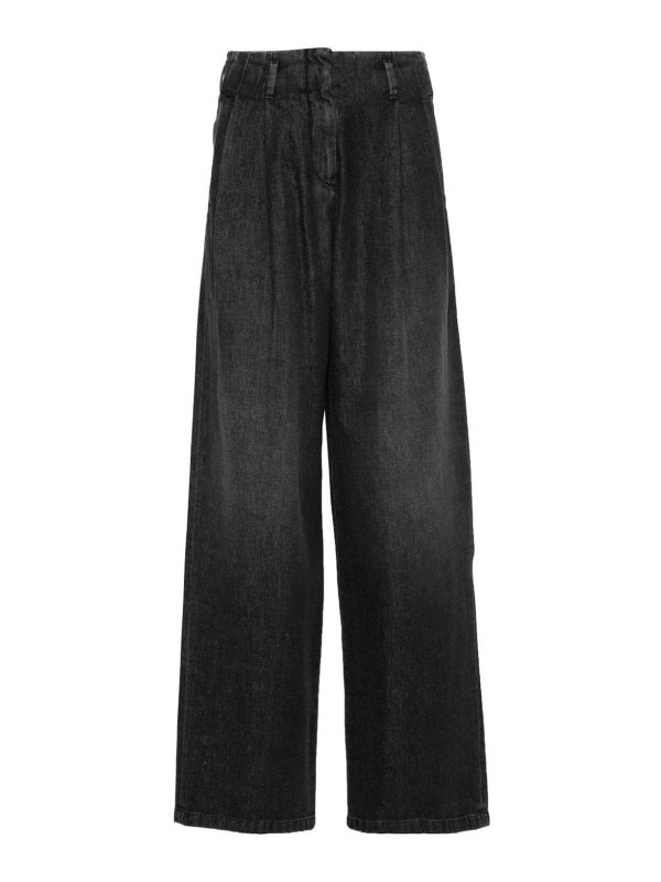 GOLDEN GOOSE: straight leg jeans - Wide Leg Pleated Denim