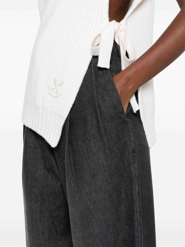 GOLDEN GOOSE: straight leg jeans online - Wide Leg Pleated Denim