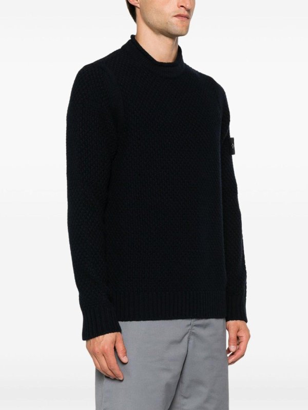 STONE ISLAND: Strickpullover mit Rundhalsausschnitt online - Rundhalspullover - Blau