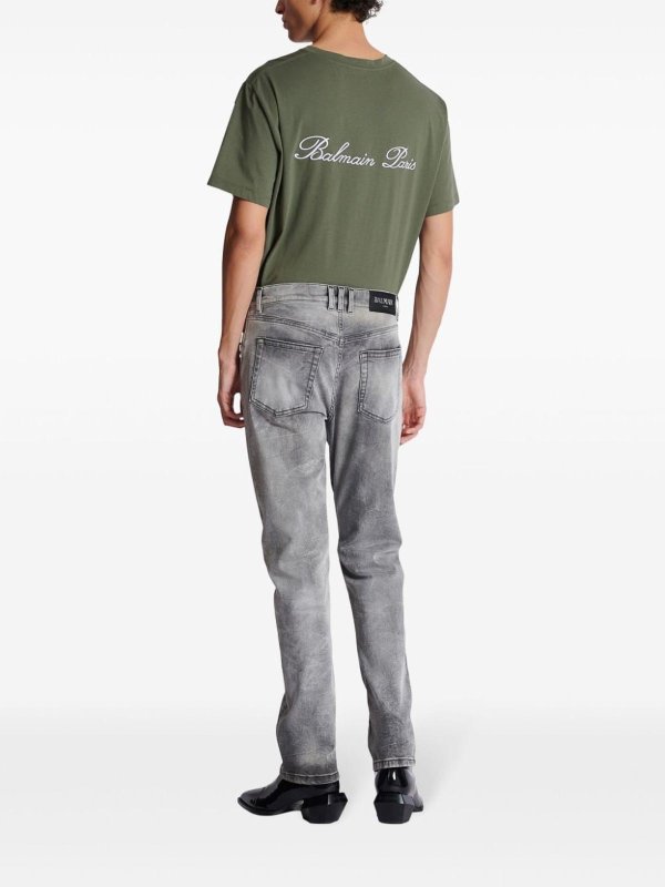 The Best Shops Balmain: bootcut jeans - Straight Cotton Mid-Rise Jeans