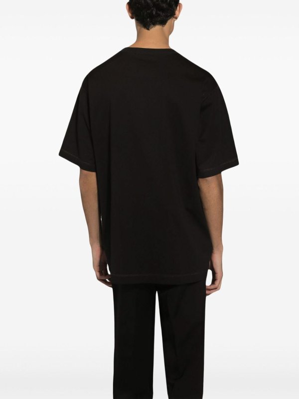 DOLCE & GABBANA: t-shirts online - Cotton T-Shirt With Logo Plaque