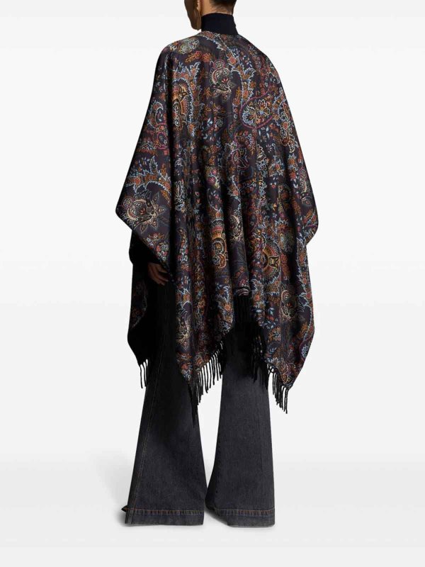 ETRO: Capes &  Ponchos online - Purple Multicolor Paisley Print Cape