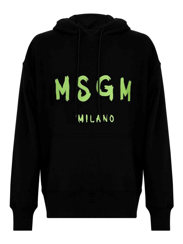 m.s.g.m.: Felpe e maglie - Felpa In Cotone Con Cappuccio E Logo Verde