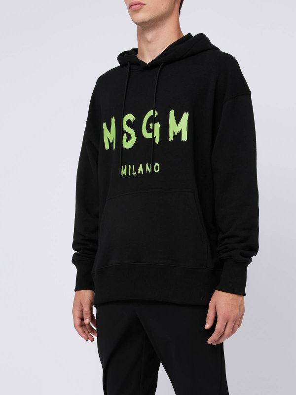 m.s.g.m.: Felpe e maglie online - Felpa In Cotone Con Cappuccio E Logo Verde