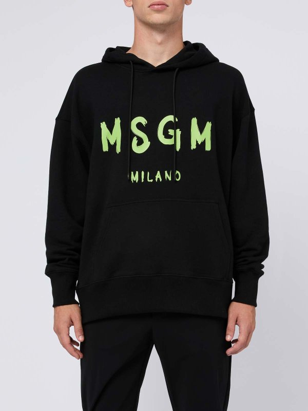 The Best Shops m.s.g.m.: Felpe e maglie - Felpa In Cotone Con Cappuccio E Logo Verde