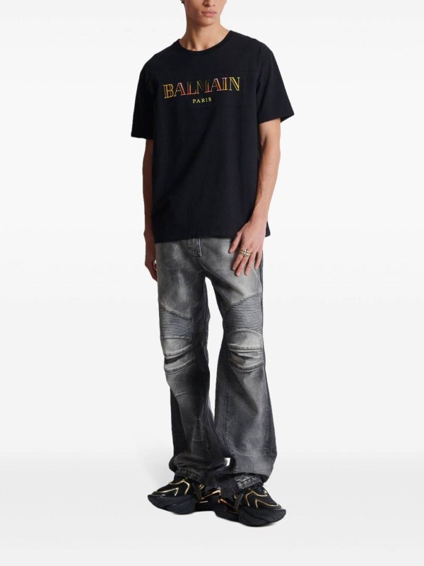 Balmain buy online Cotton Black T-Shirt With Printed Logo