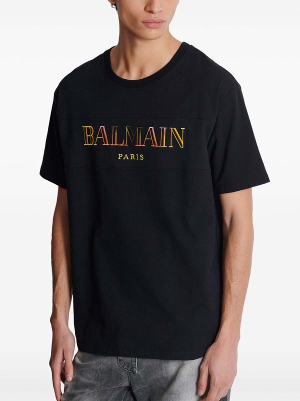 t-shirts shop online Cotton Black T-Shirt With Printed Logo