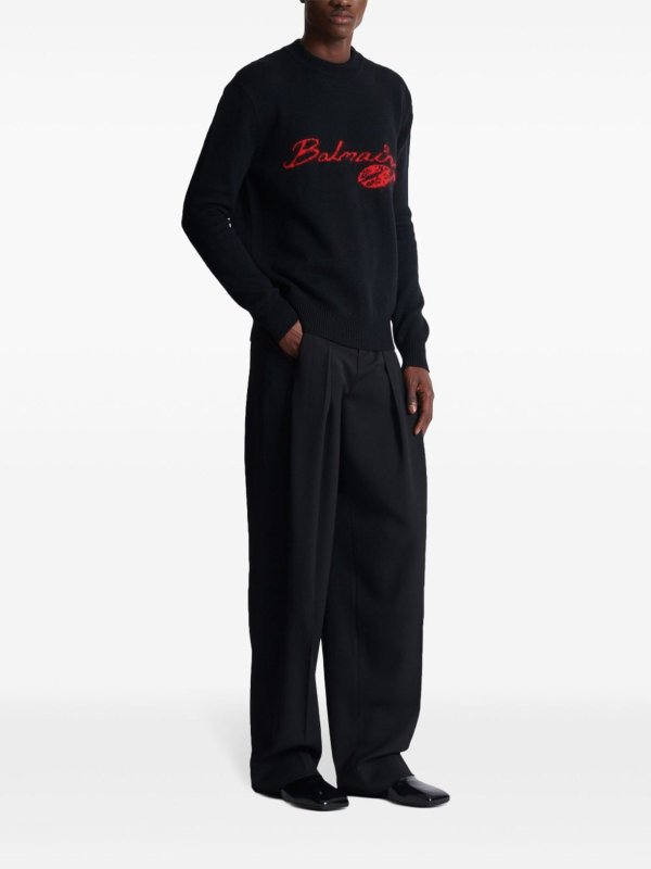 Balmain buy online Virgin Wool Kiss Sweater With Lips Motif