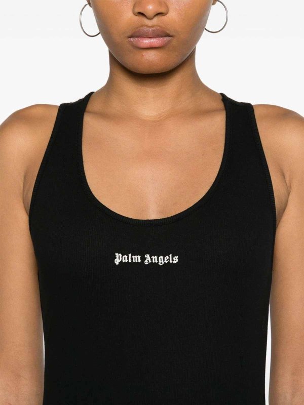 Palm Angels: Tops & Tank tops online - Embroidered Logo Ribbed Tank Top