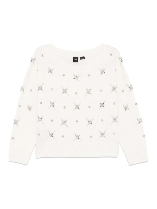 Pinko: Suéteres con cuello pico - Scottishfold - Blanco