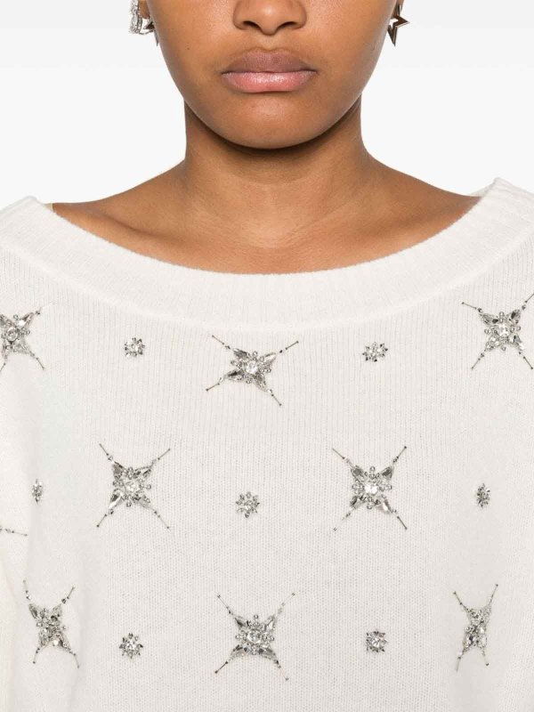 Pinko: Suéteres con cuello pico online - Scottishfold - Blanco