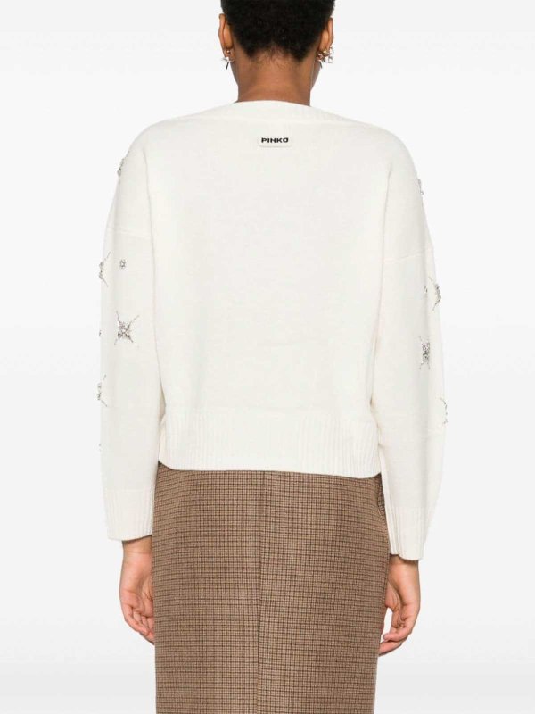 The Best Shops Pinko: Suéteres con cuello pico - Scottishfold - Blanco