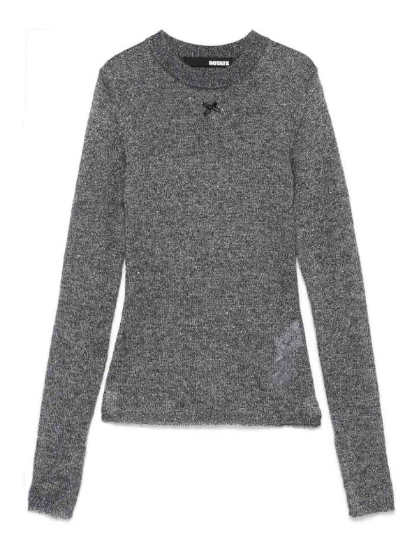 ROTATE Birger Christensen: Strickpullover mit Rundhalsausschnitt - Rundhalspullover - Grau