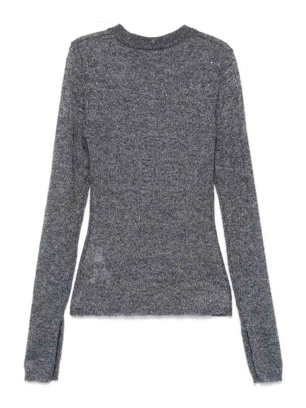 ROTATE Birger Christensen: Strickpullover mit Rundhalsausschnitt online - Rundhalspullover - Grau